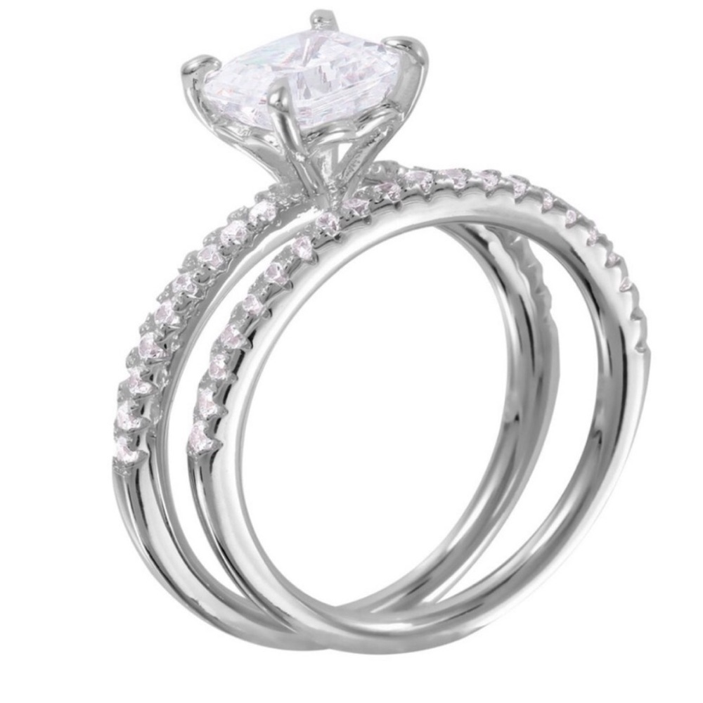 4CT Gold Filled Sapphire Engagement Ring Set - Picture 2 of 5